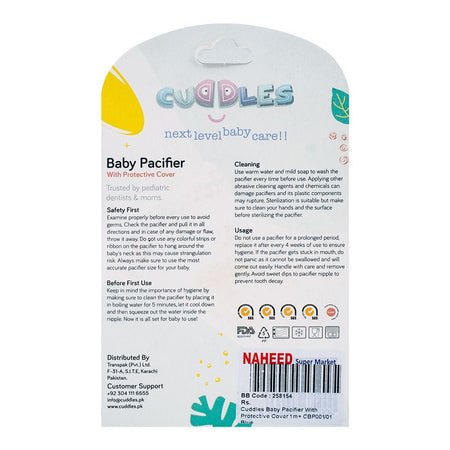 Cuddles Baby Pacifier With Protective Cover, 1 Month+ CBP001/01, Blue - Image 2