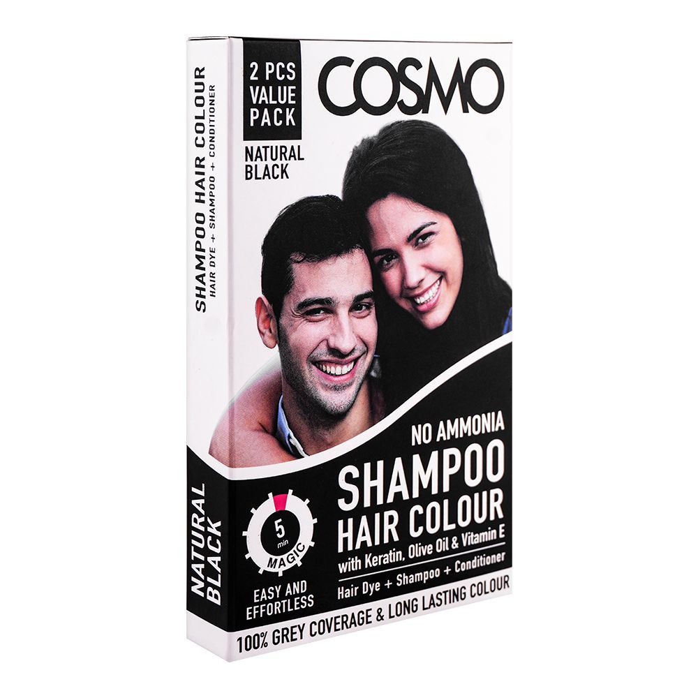 Cosmo No Ammonia Shampoo Hair Color, 2-Pack, Natural Black - Main Image