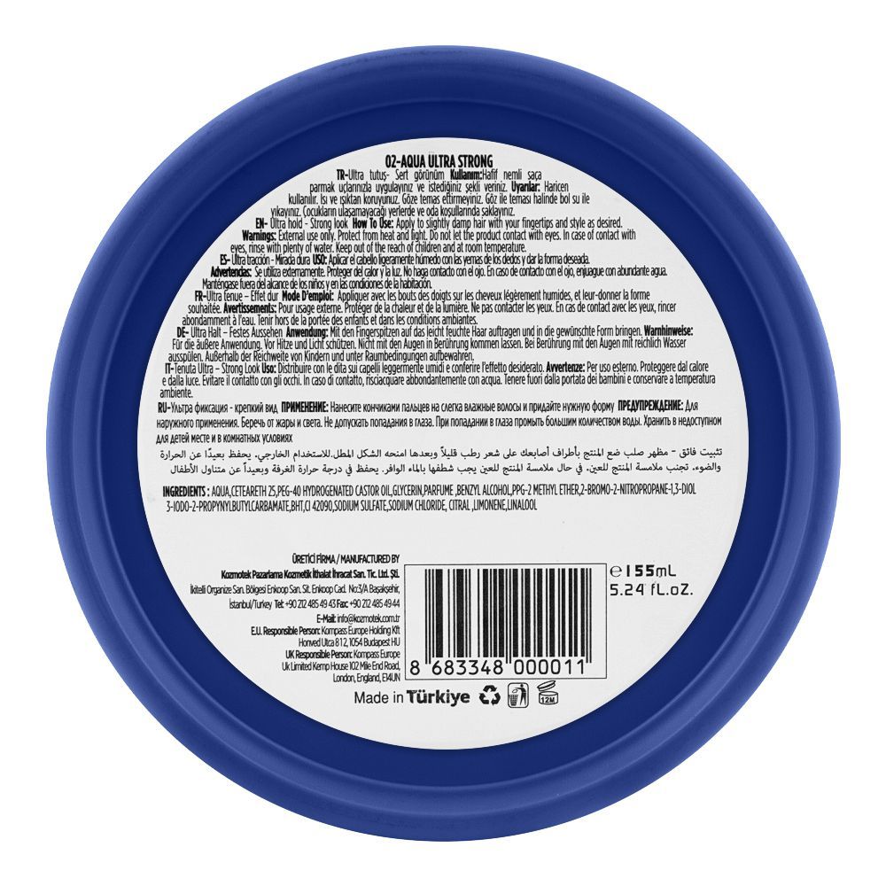Agiva Professional Ultra Strong Hair Styling 02 Aqua Wax Navy Blue, 155ml - Image 2