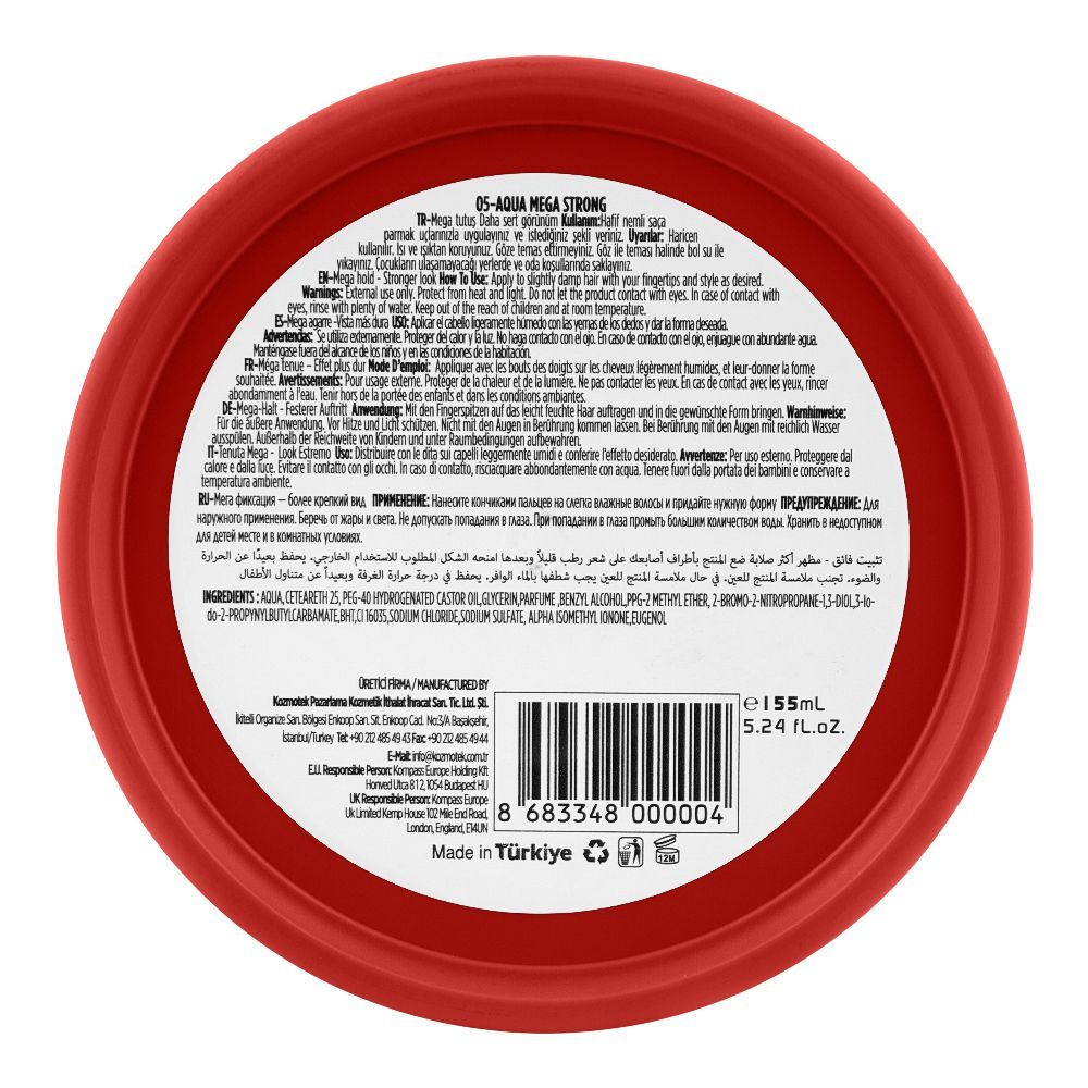 Agiva Professional Mega Strong Hair Styling Aqua Wax, 05 Red, 155ml - Image 3