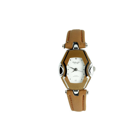 Omax Women's Brown Strap & White Square Dial Analog Watch, 00CE0026IQ43 - Main Image