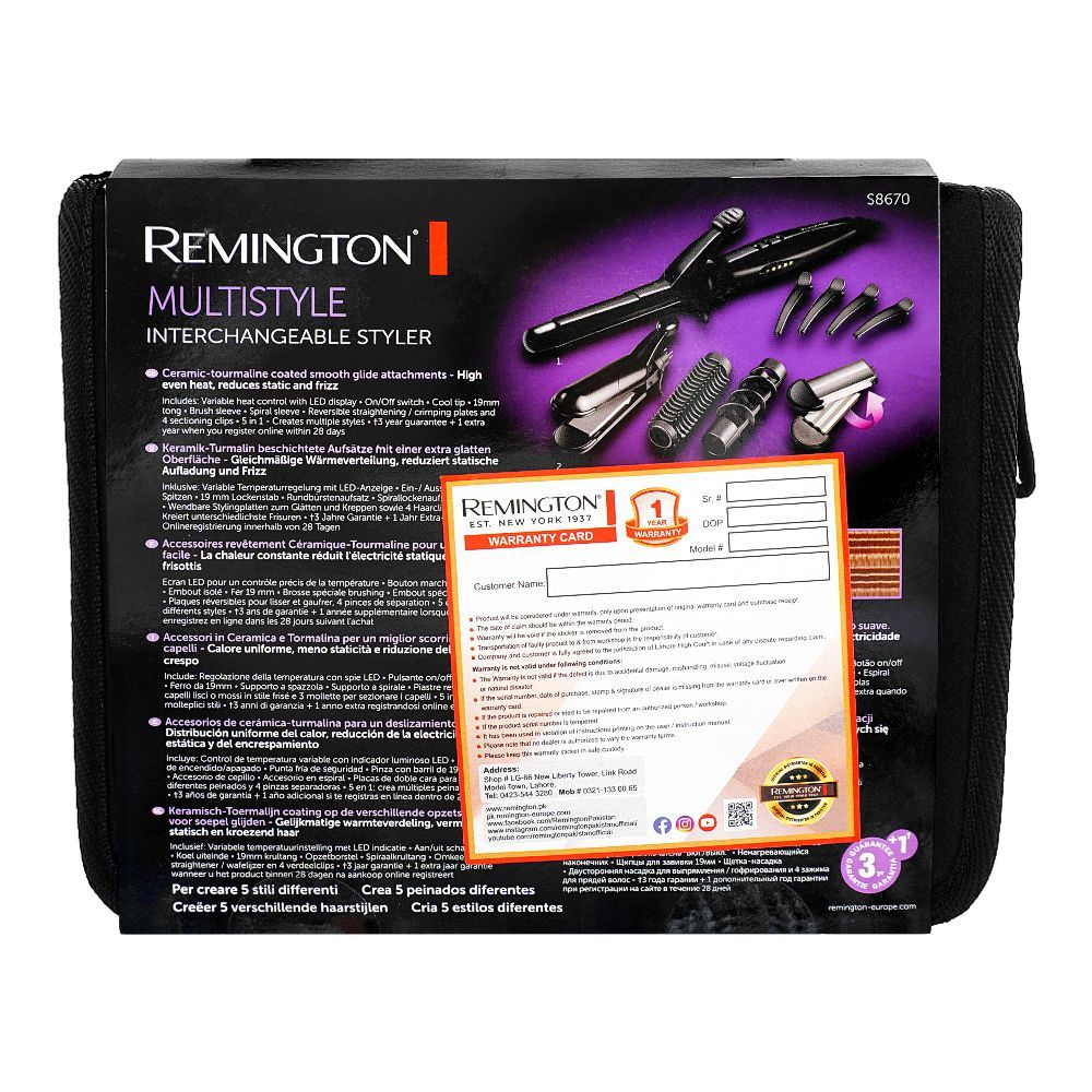 Remington Multi-style Interchangeable 5-In-1 Hair Styler, S8670 - Image 3