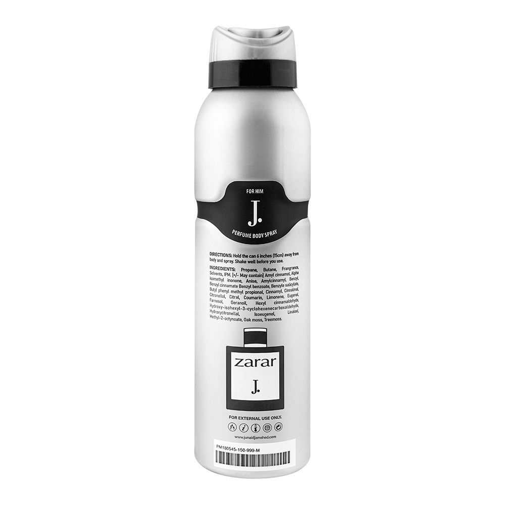 Junaid Jamshed J. Zarar Perfume Body Spray, For Men, 150ml - Image 2