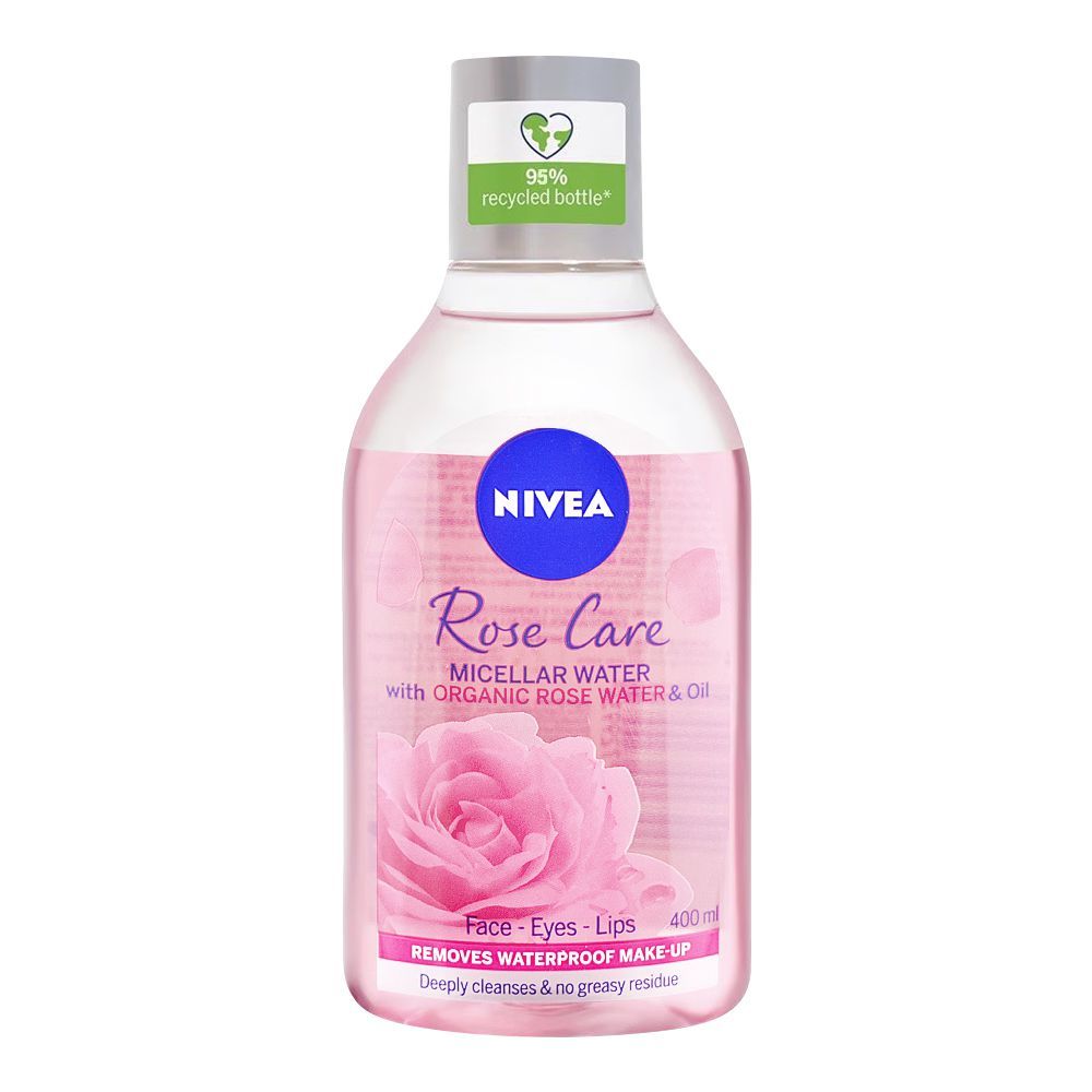 Nivea Rose Care Organic Rose Water & Oil Micellar Water, Removes Waterproof Makeup, 400ml - Main Image