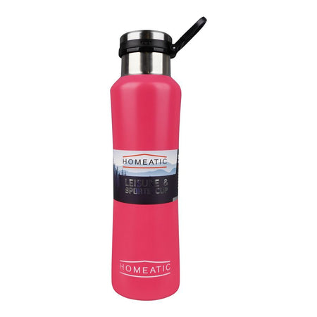 Homeatic Steel Water Bottle, 550ml Capacity, Pink, KA-038 - Main Image