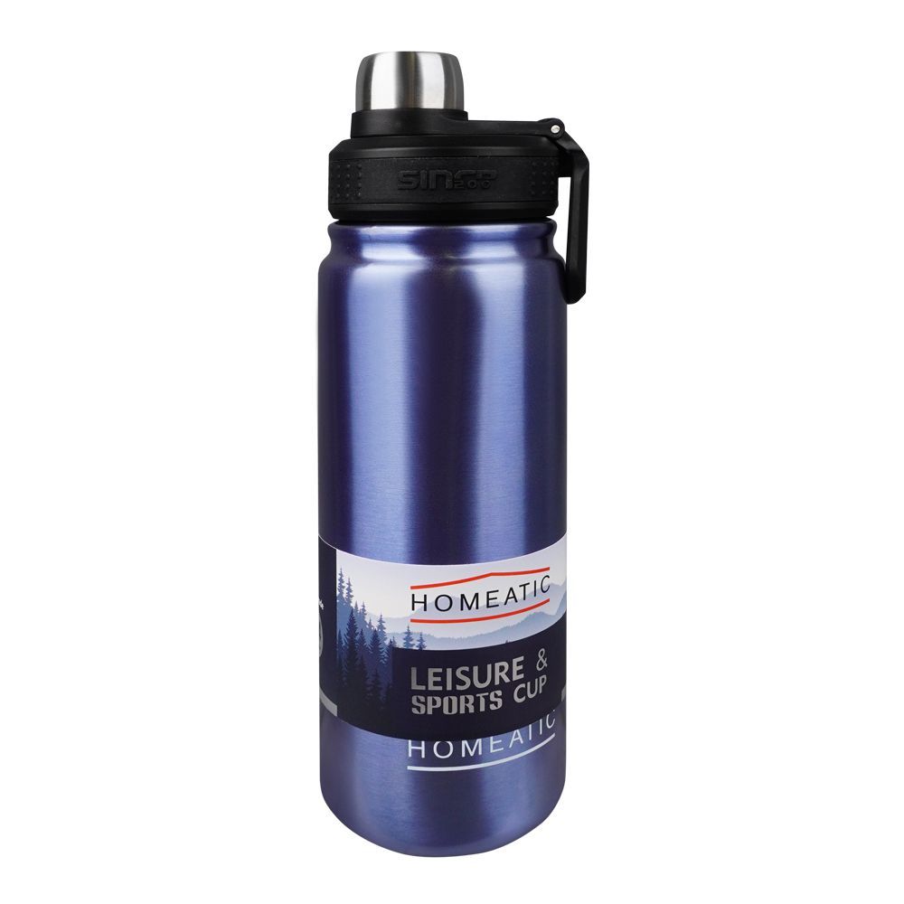 Homeatic Steel Water Bottle, 650ml Capacity, Blue, KD-859 - Main Image