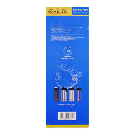 Homeatic Steel Water Bottle, 650ml Capacity, Blue, KD-859 - Image 6