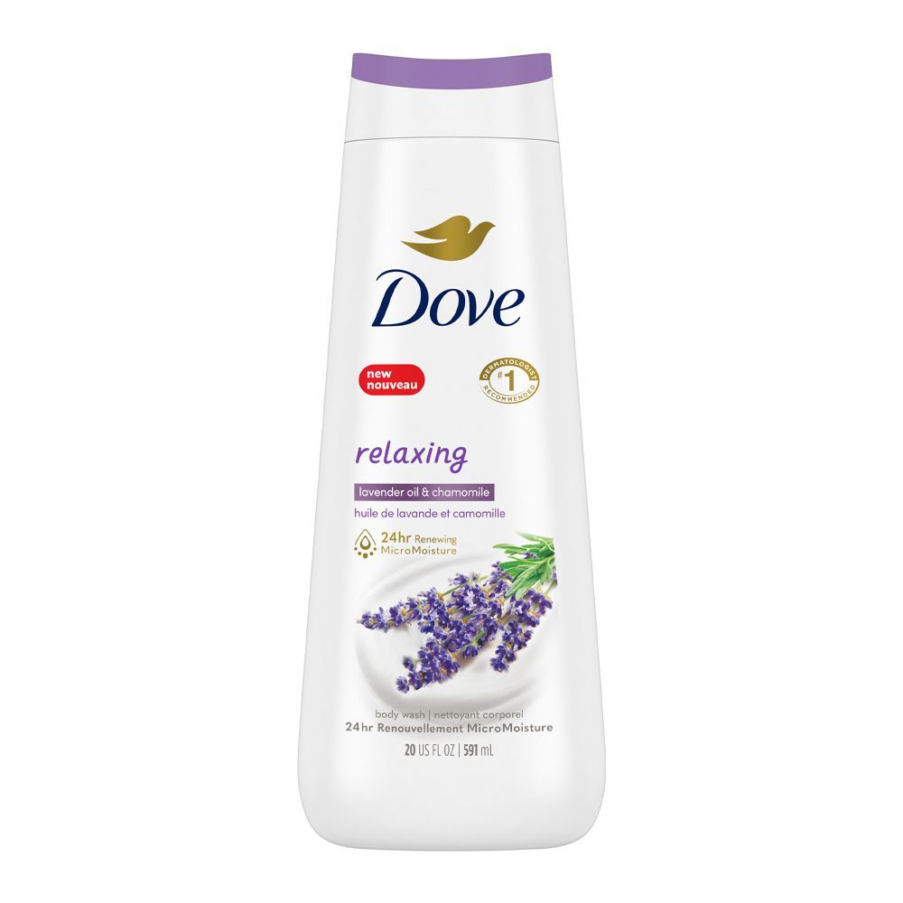 Dove Relaxing Lavender Oil & Chamomile 24HR Micro Moisture Body Wash, 591ml - Main Image