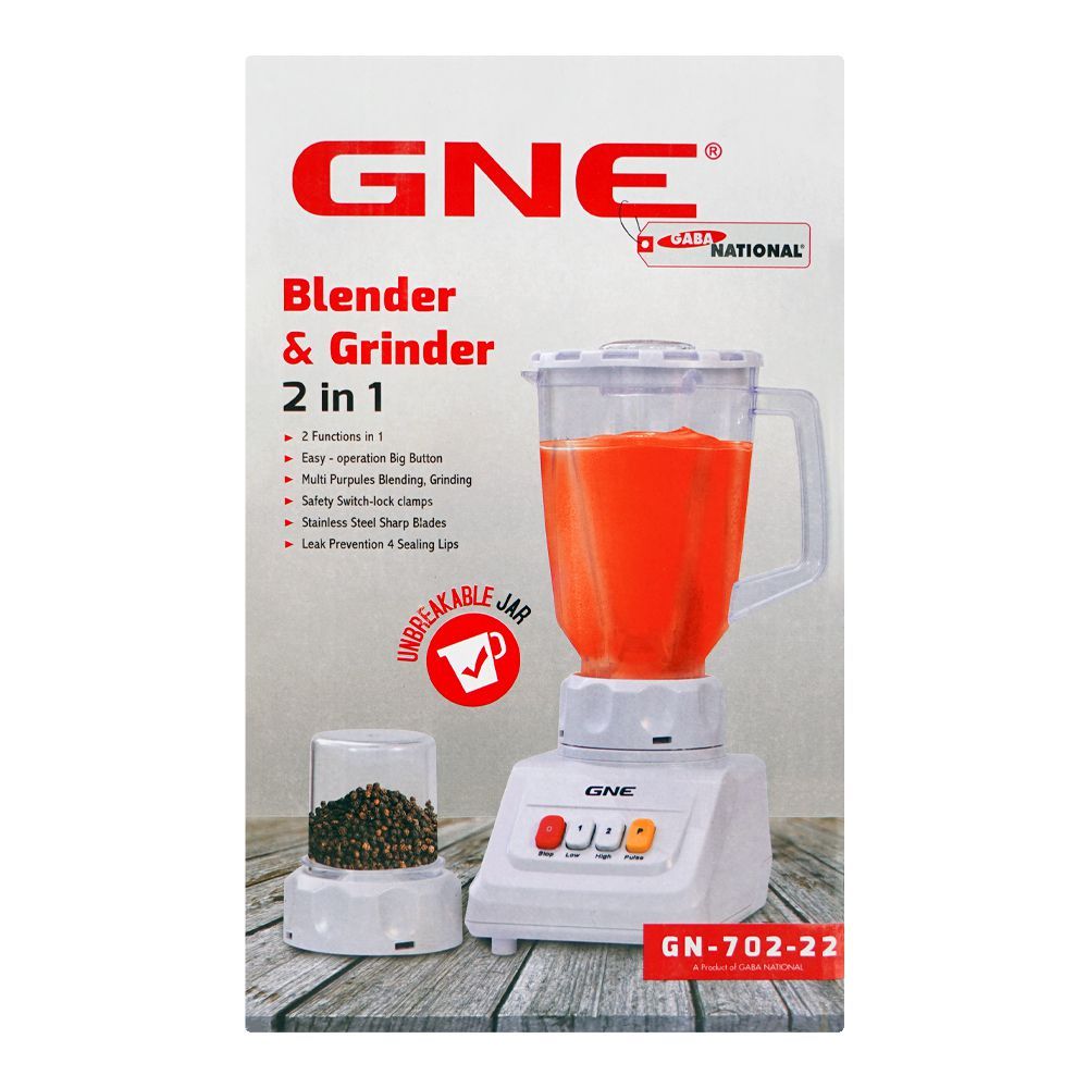 Gaba National 2-In-1 Blender & Grinder, 350W, GN-702-22 - Image 3