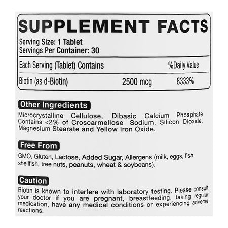 Route 2 Health Biotin 2500mcg Tablet, 30-Pack - Image 4
