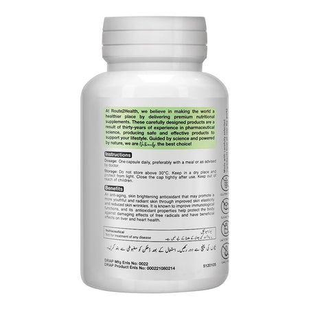 Route 2 Health Glutathione 500mg Capsule, 30-Pack - Image 2