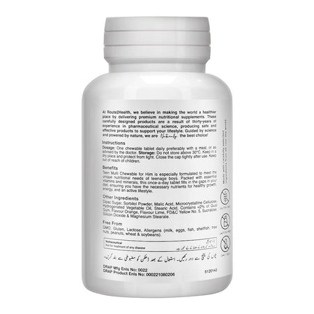 Route 2 Health Teen Multi Chewable For Him Multivitamin Tablet, 30-Pack - Image 2