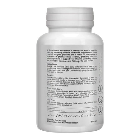 Route 2 Health Teen Multi Chewable For Her Multivitamin Tablet, 30-Pack - Image 2