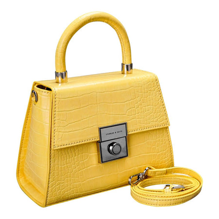 C-K Textured Hand Bag With Shoulder Strap, Yellow, CK2-50781127 - Main Image