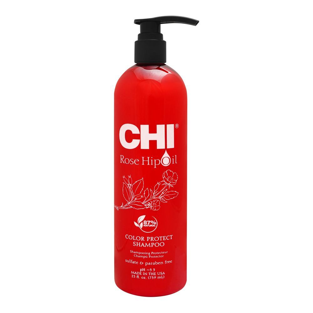 CHI Rose Hip Oil 87% Natural Sulfate & Paraben Free Color Protect Shampoo, 739ml - Main Image