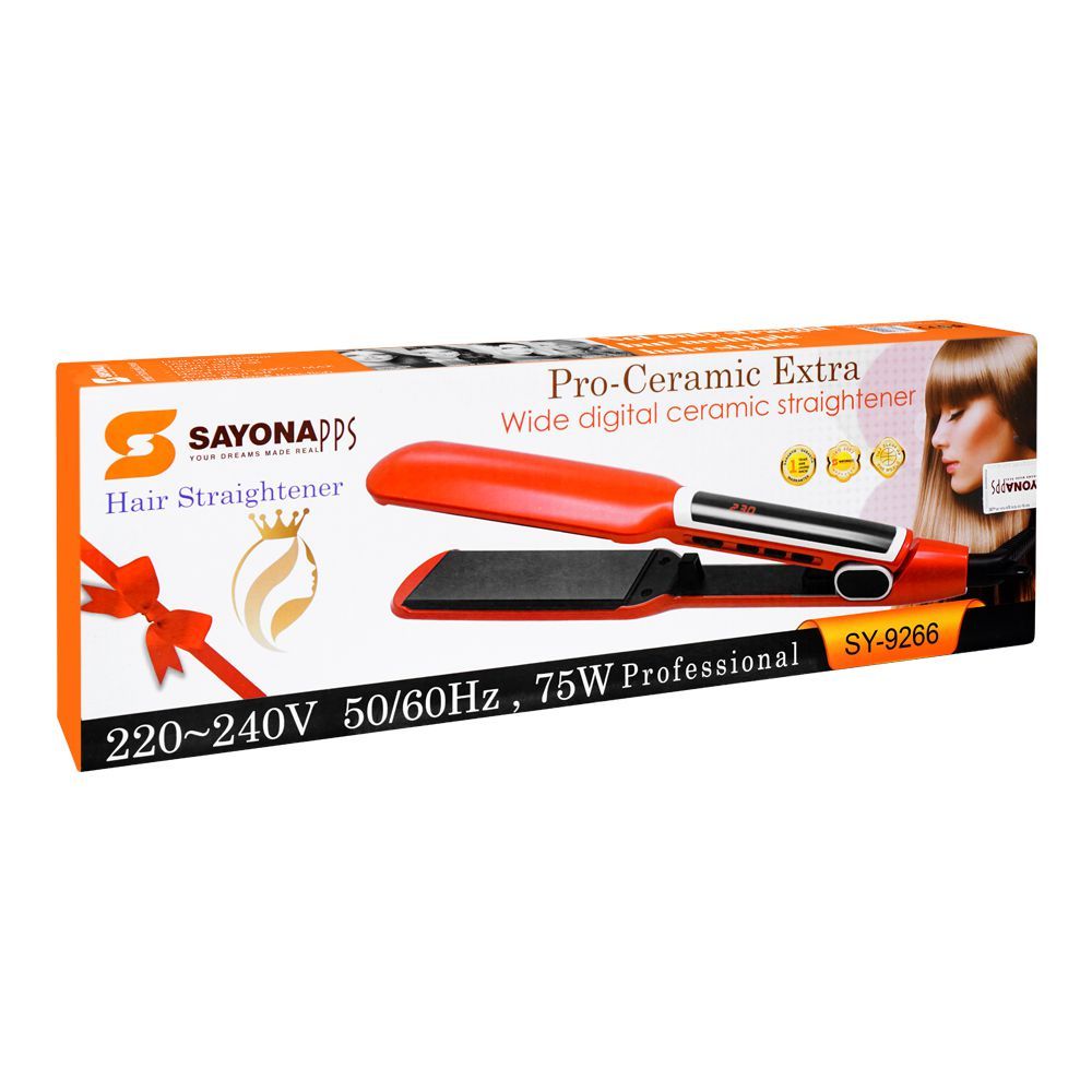 Sayona Pro-Ceramic Extra Wide Digital Ceramic Hair Straightener, 75W, SY-9266 - Main Image