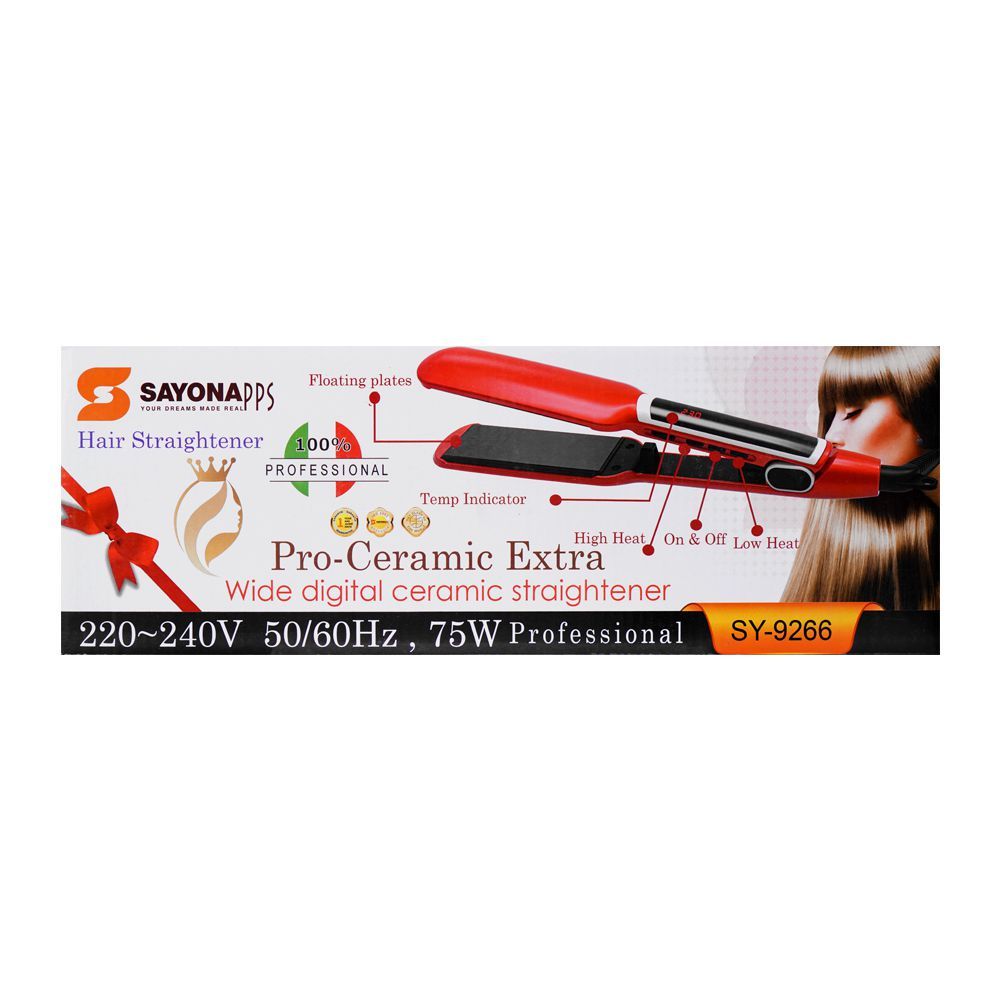 Sayona Pro-Ceramic Extra Wide Digital Ceramic Hair Straightener, 75W, SY-9266 - Image 3