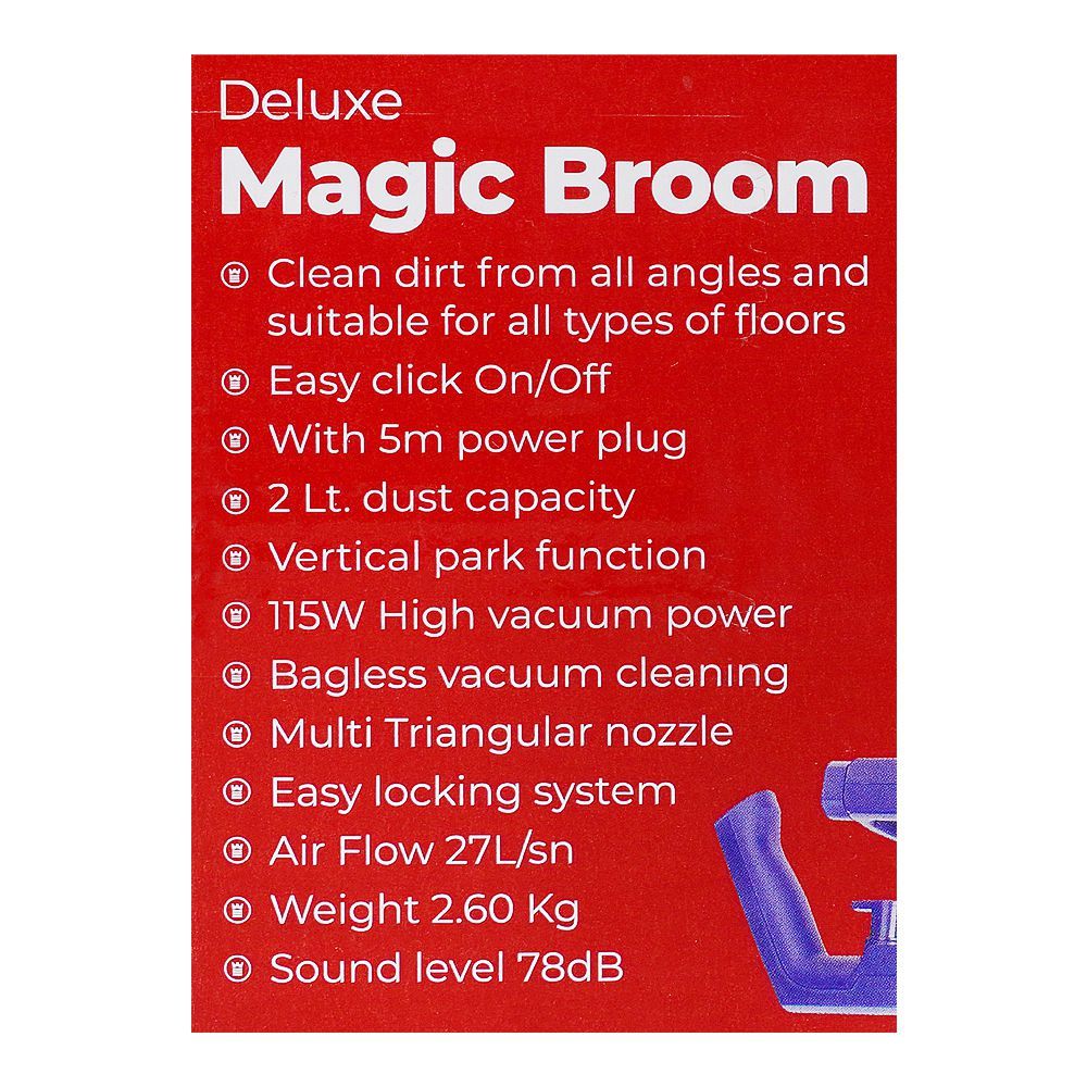 West Point Deluxe Magic Broom, 2 Liter Dust Capacity, 5m Cable, 115W Vacuum Power, WF-231 - Image 4