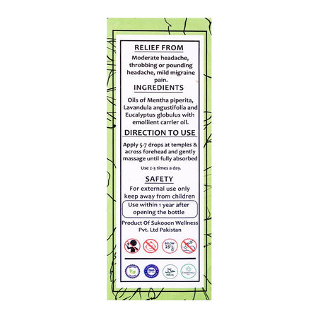 Sukoon Relaxo Essential Oil, For Headache Relief, 30ml - Image 3