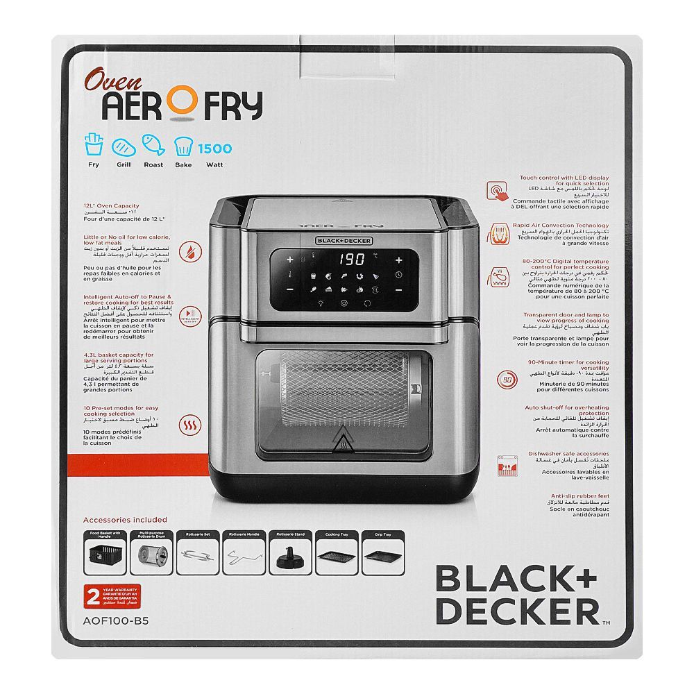 Black & Decker Oven 1.5L Aero Air Fryer, 1500W, AF-100-B5 - Image 5