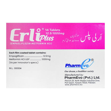 PharmEvo Erli Plus Tablet, 12.5/1000mg, 14 Tablets - Image 2
