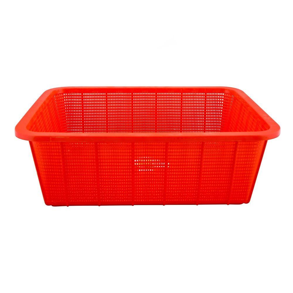 Lion Star Plastic Square Basket, 18.9 x 14.25 x 6.5 inches, Large, BPA Free, Red, BW-28 - Main Image