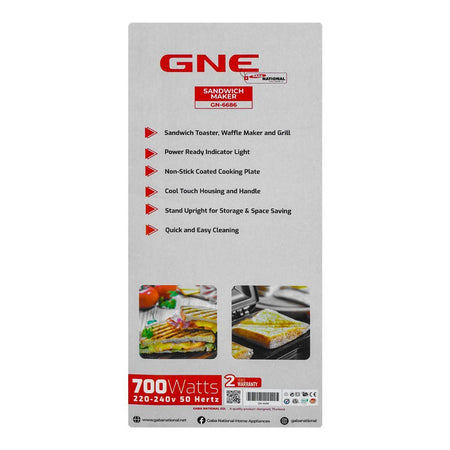 Gaba National Sandwich Maker, 700W, GN-6686 SM - Image 3