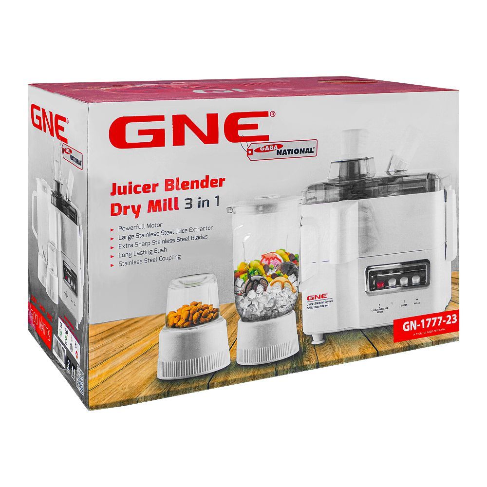 Gaba National 3-In-1 Juicer/Blender/Dry Mill, 500W, GN-1777/23 - Main Image
