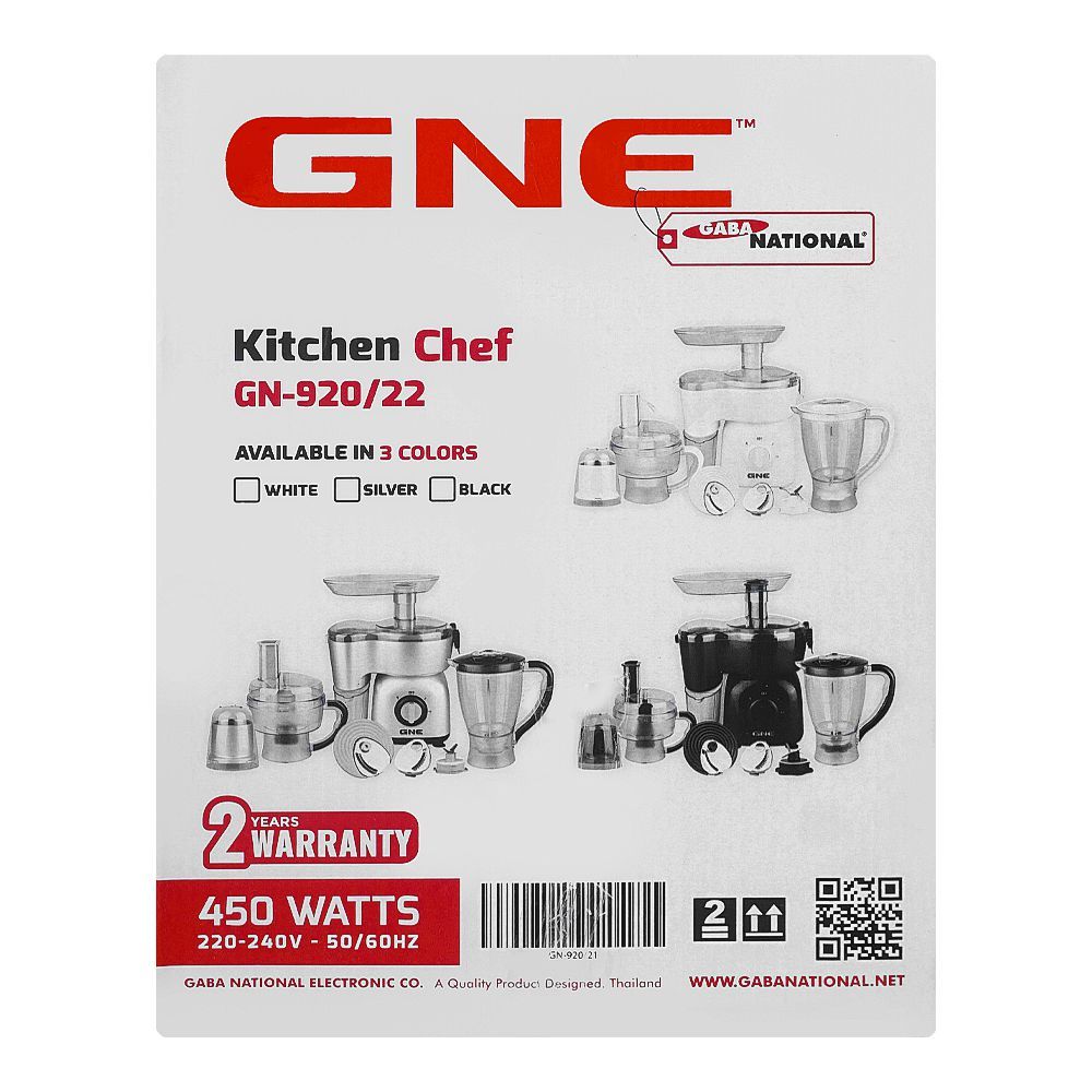 Gaba National 5-In-1 Kitchen Chef, 450W, GN-920/22 S - Image 2