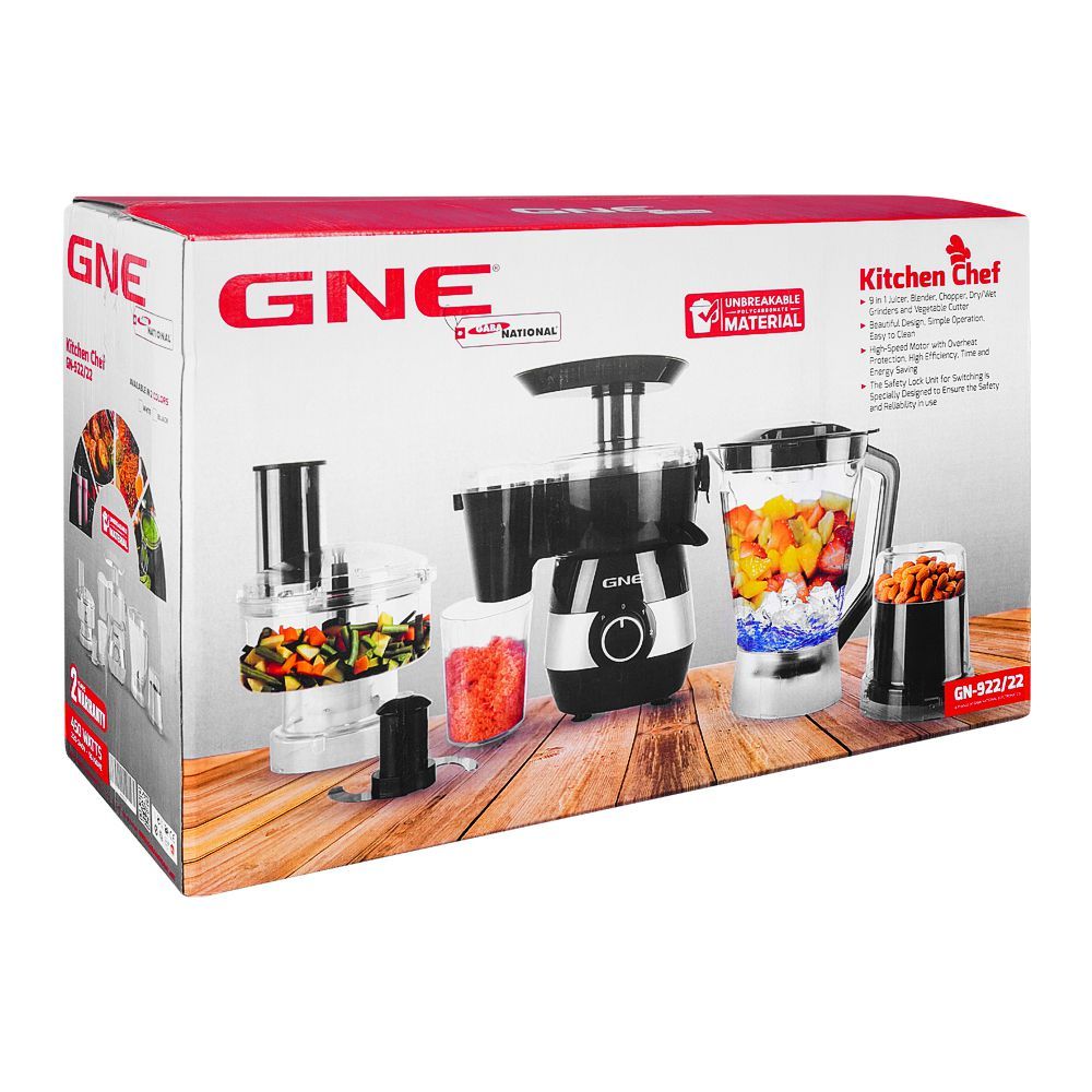 Gaba National 9-In-1 Food Factory, 450W, GNE-922/22 U/BR - Main Image