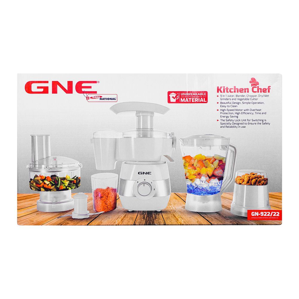 Gaba National 9-In-1 Food Factory, 450W, GNE-922/22 U/BR - Image 2