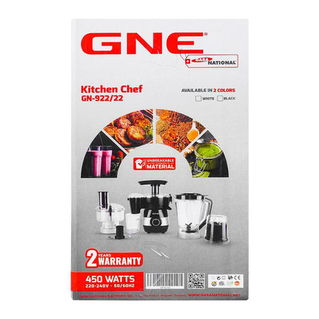 Gaba National 9-In-1 Food Factory, 450W, GNE-922/22 U/BR - Image 4