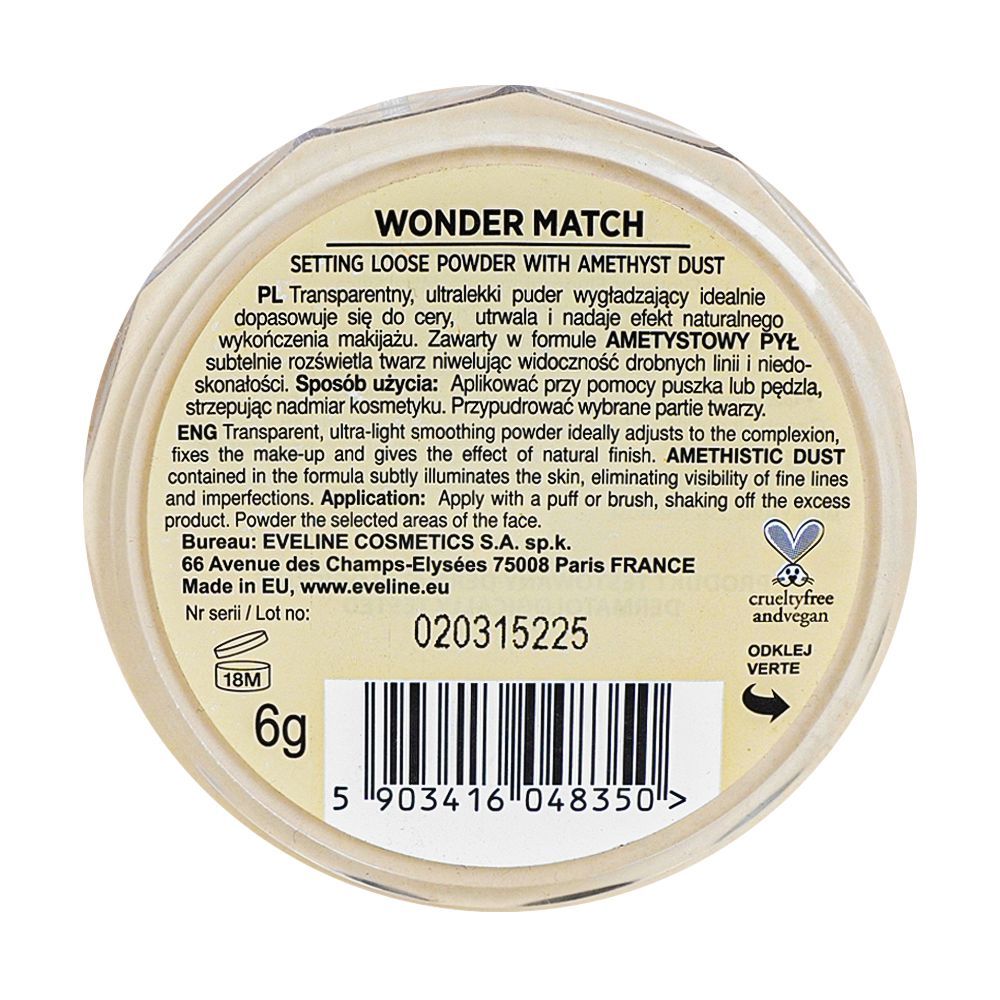 Eveline Wonder Match Translucent Loose Setting Powder With Amethyst Dust, 6g - Image 3