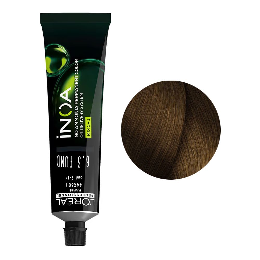 L'Oreal Professionnel Inoa No Ammonia Permanent Hair Coloring Cream, 6.3 Dark Golden Blonde, 60g - Main Image
