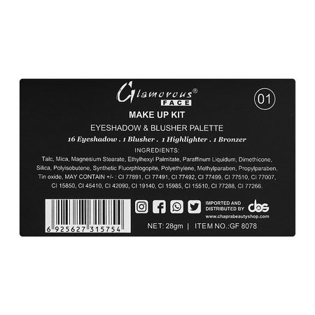 Glamourous Face Fashion Artist Eye Shadow & Blusher Kit, GF8078, 19-Pack - Image 5