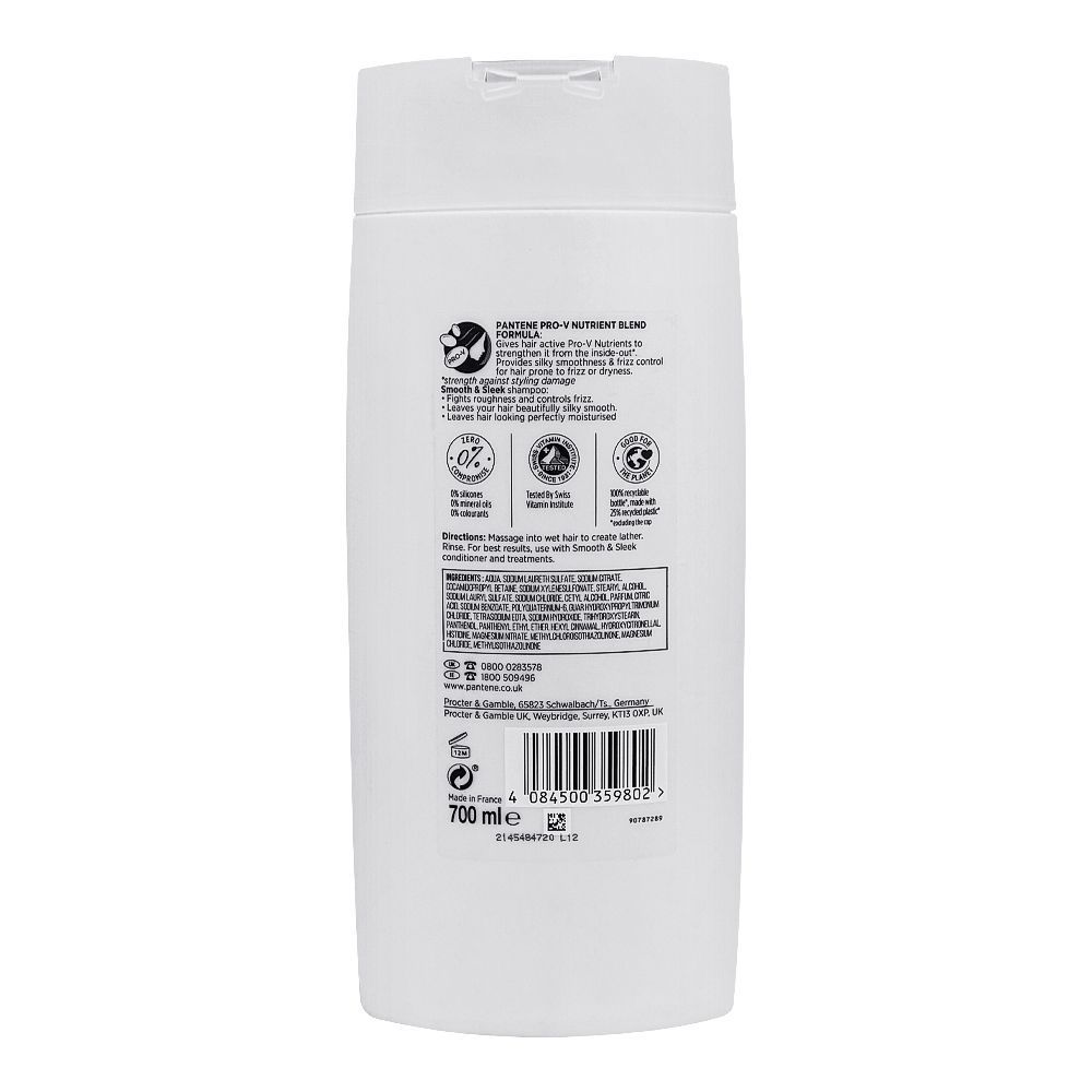 Pantene Pro-V Smooth & Sleek Shampoo, For Frizz/Dull Hair, 700ml - Image 2
