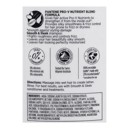 Pantene Pro-V Smooth & Sleek Shampoo, For Frizz/Dull Hair, 700ml - Image 3