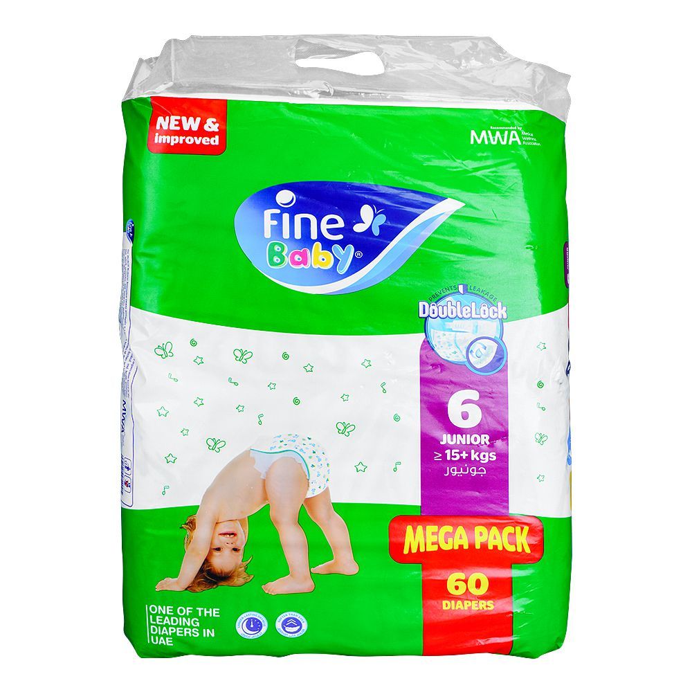 Fine Baby Diapers No. 6 Junior, 15+ KG Mega Pack, 60-Pack - Main Image