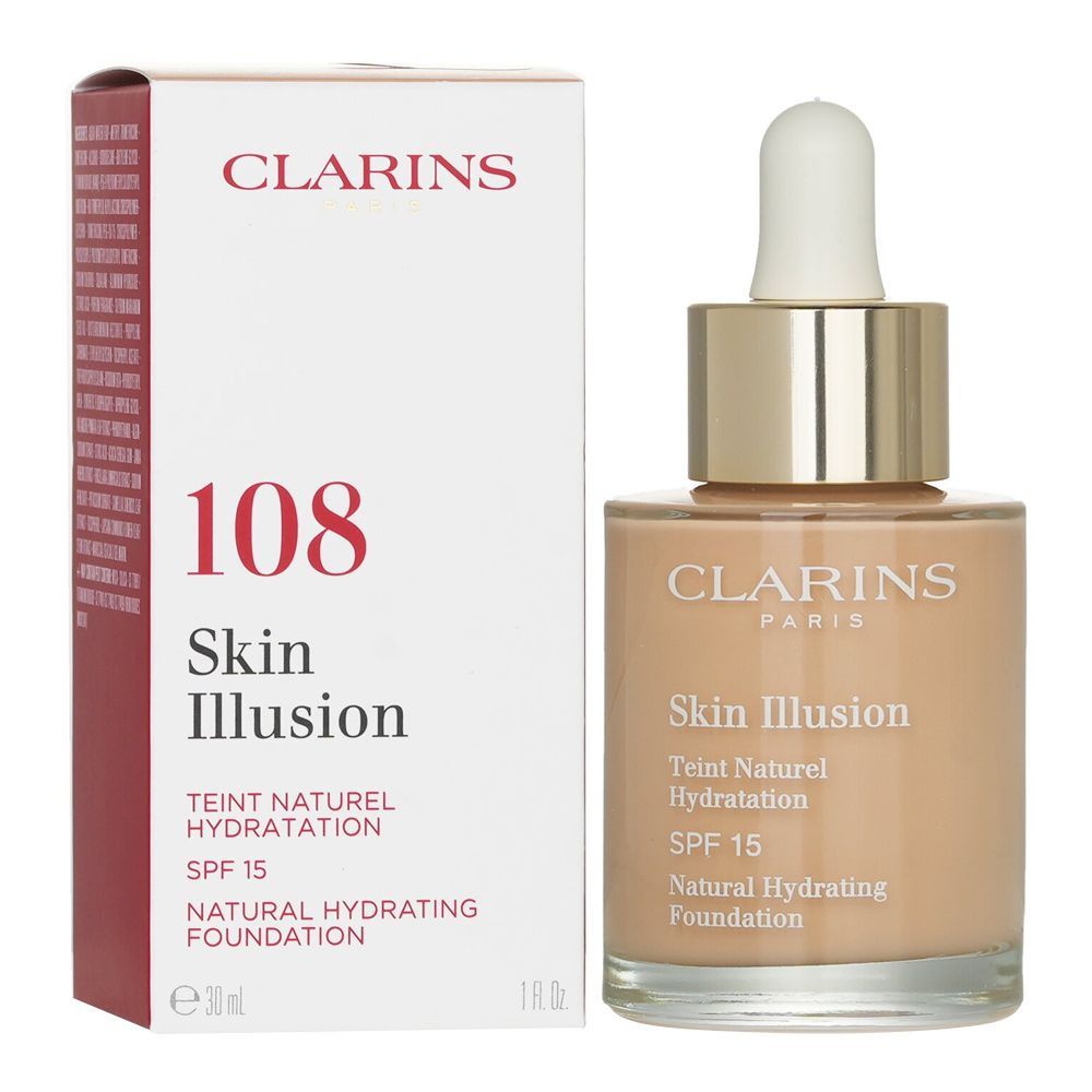 Clarins Paris Skin Illusion Natural Hydrating Foundation SPF 15, 108 Sand - Image 3