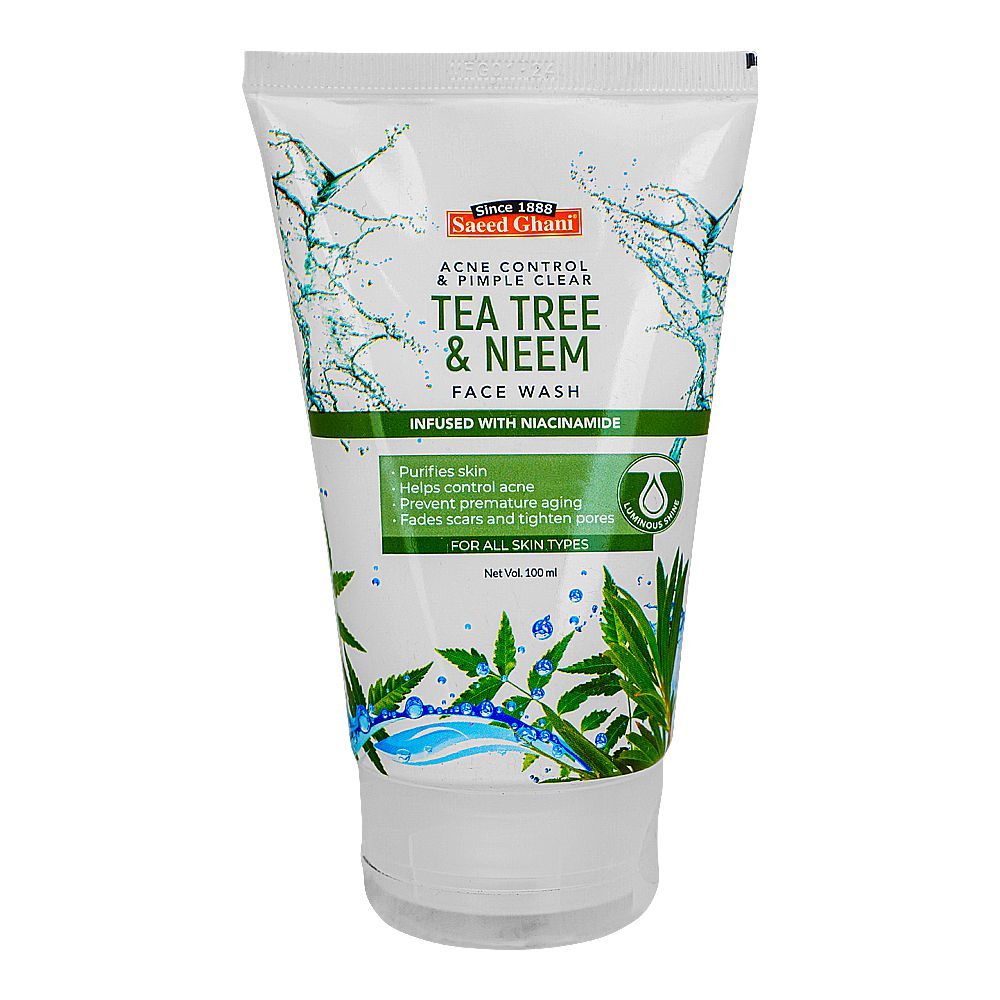 Saeed Ghani Acne Control & Pimple Clear Tea Tree & Neem Face Wash, For All Skin Types, 100ml Main Image
