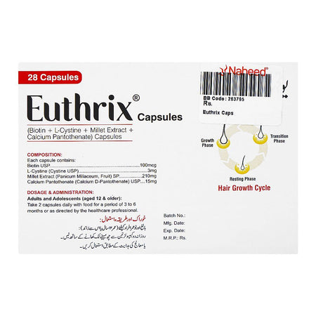 Euthrix Capsules, Advanced Hair Care Formula for Stronger, Healthier Hair, Box (28 Capsules) - Image 3