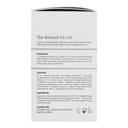 COSRX The Retinol 0.5 Super Vitamin E + Squalane Oil, 20ml - Image 2