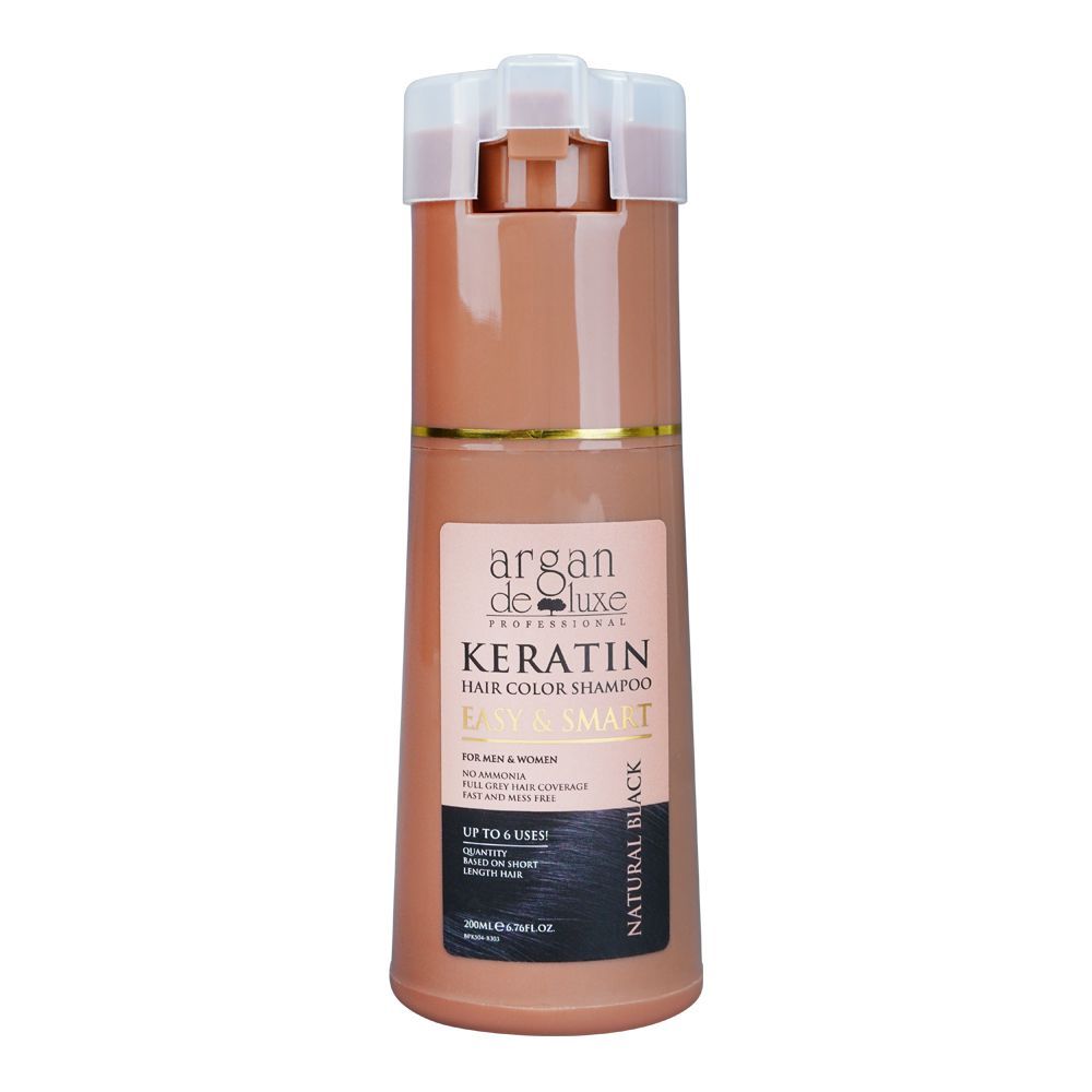Argan De Luxe Easy & Smart Keratin Color Shampoo, Natural Black, For Men & Women, 200ml - Main Image