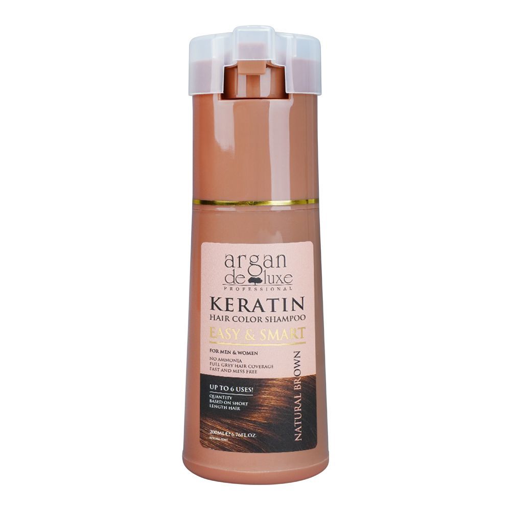 Argan De Luxe Easy & Smart Keratin Color Shampoo, Natural Brown, For Men & Women, 200ml - Main Image