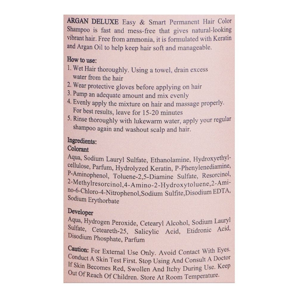 Argan De Luxe Easy & Smart Keratin Color Shampoo, Natural Brown, For Men & Women, 200ml - Image 3