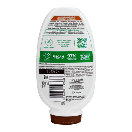 Garnier Ultimate Blends Coconut Milk & Macadamia Nourishing Conditioner, 400ml - Image 2