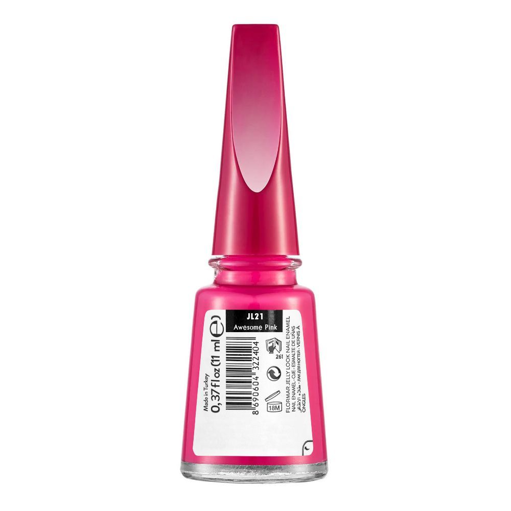 Flormar Jelly Look Nail Enamel, 11ml, JL21 Awesome Pink - Image 2