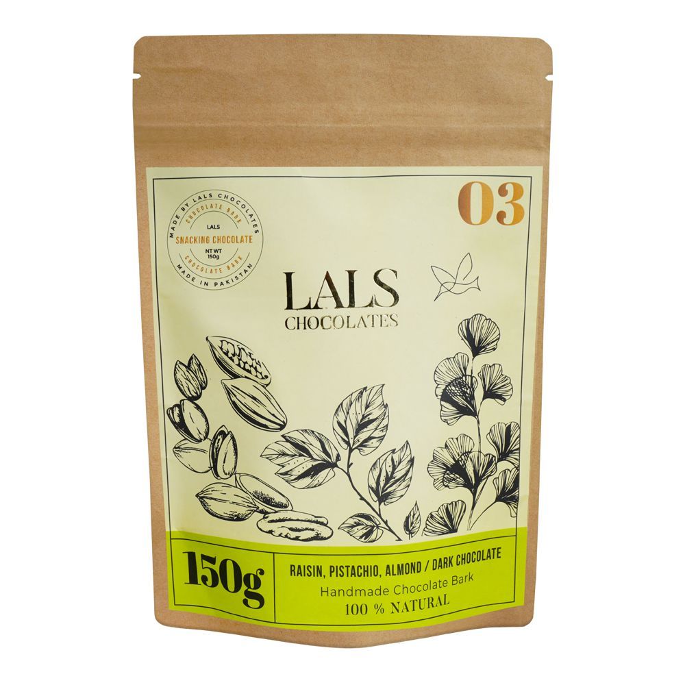 Lals Chocolate Raisin, Pistachio & Almond Dark Chocolate Pouch, 150g - Main Image