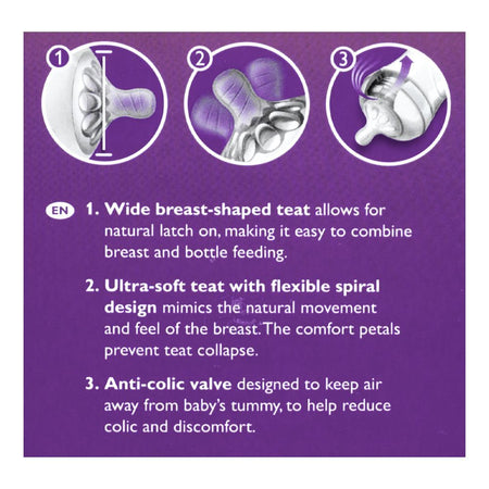Avent Natural Wide Breast Shaped Feeding Bottle, 260ml, SCF070/20 - Image 5
