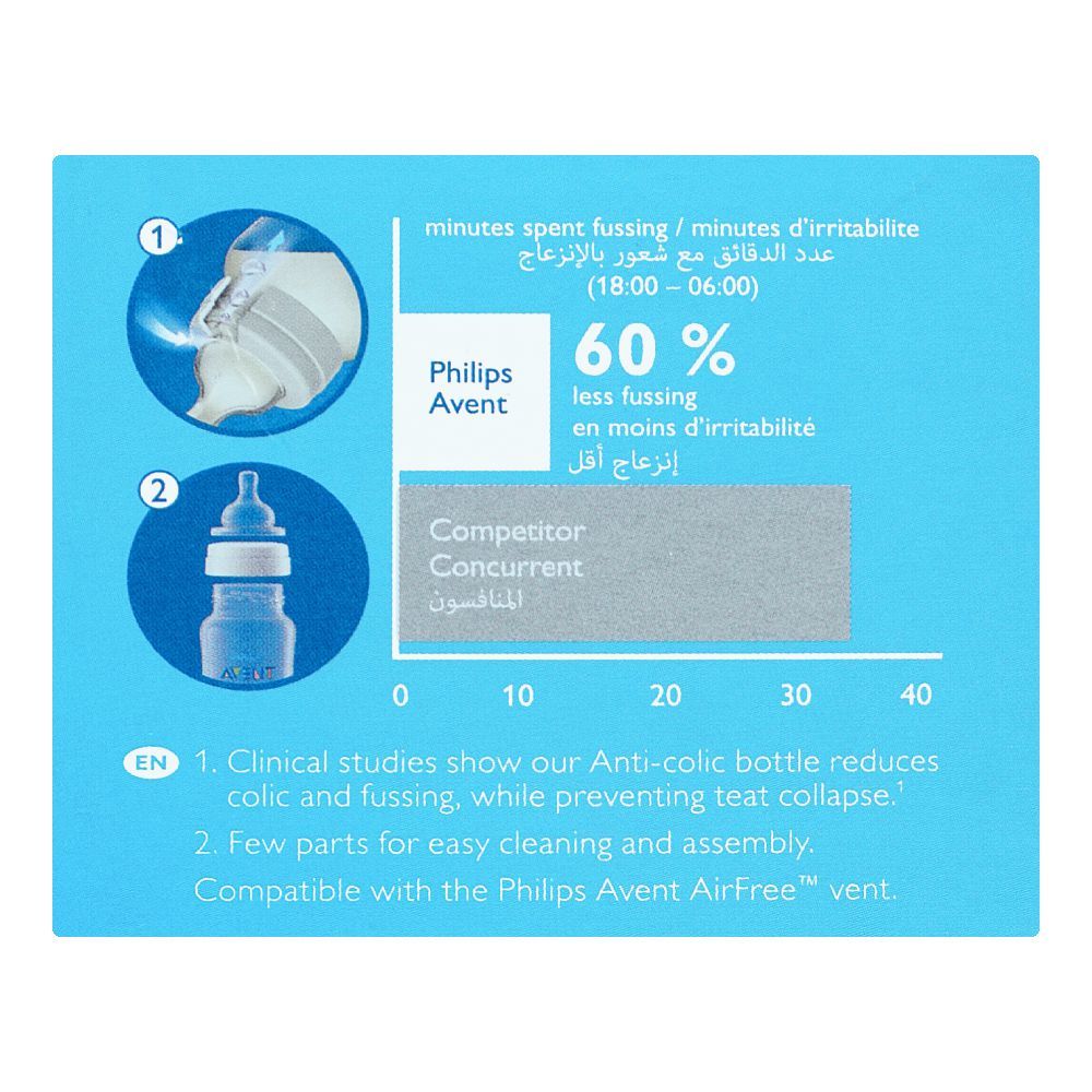 Avent Anti-Colic Wide Neck Feeding Bottle, 2-Pack, 260ml, SCF815/62 - Image 5